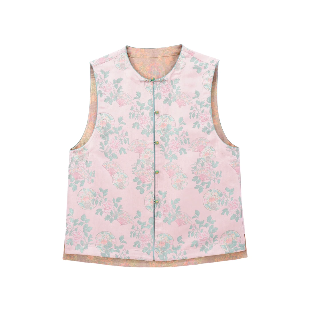 玖宁-YZQS860521新中式宋锦桑蚕丝中国风复古时尚气质马甲女装