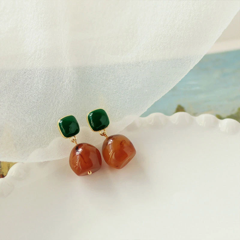 合金耳饰 731#甜美咖色滴油珠耳环