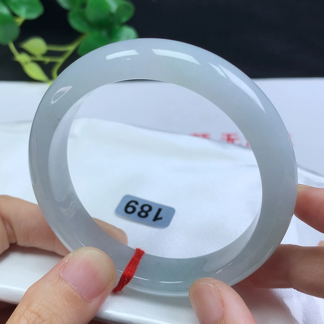 未镶嵌手镯翡翠56.7圈口白月光编号189