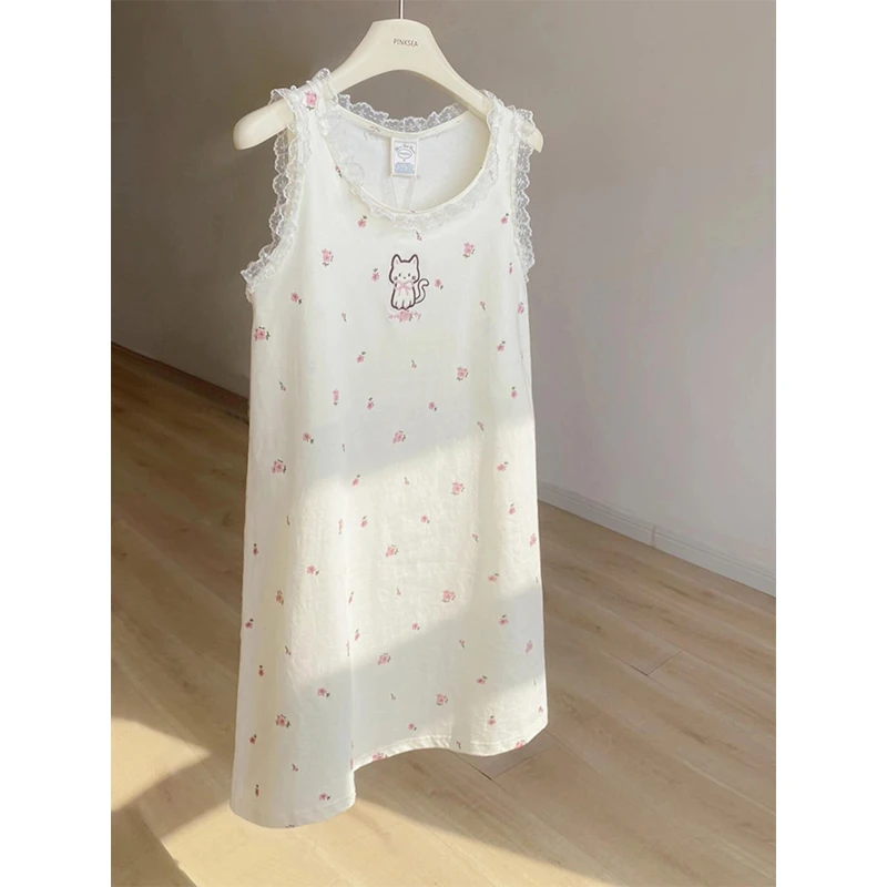 【碎花蕾丝边】韩系甜美可爱背心睡裙女夏季新款连衣裙家居服可外穿