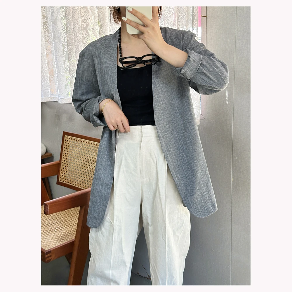 ZR039秋季新款纯色女士修身长袖开衫休闲西装外套