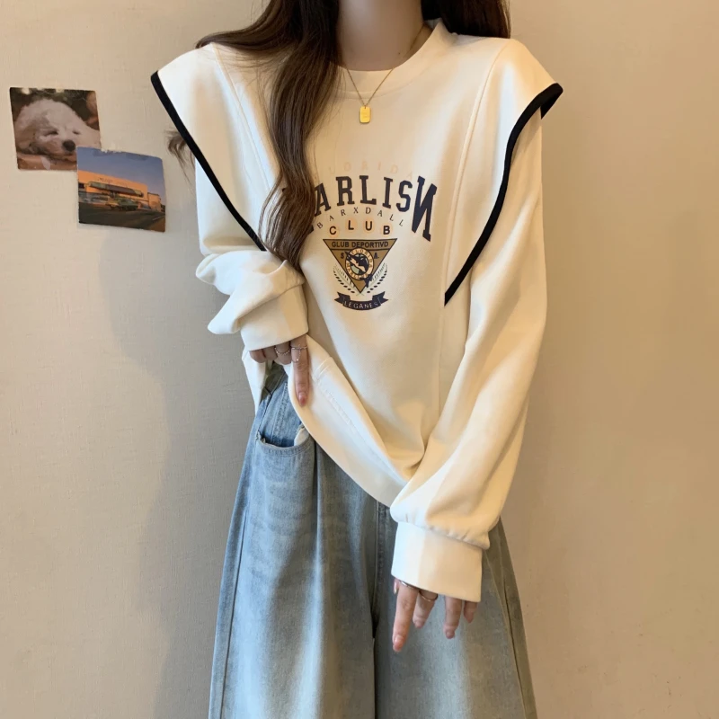 3712大码女装胖MM时尚简约半拉链翻领设计宽松套头卫衣2732