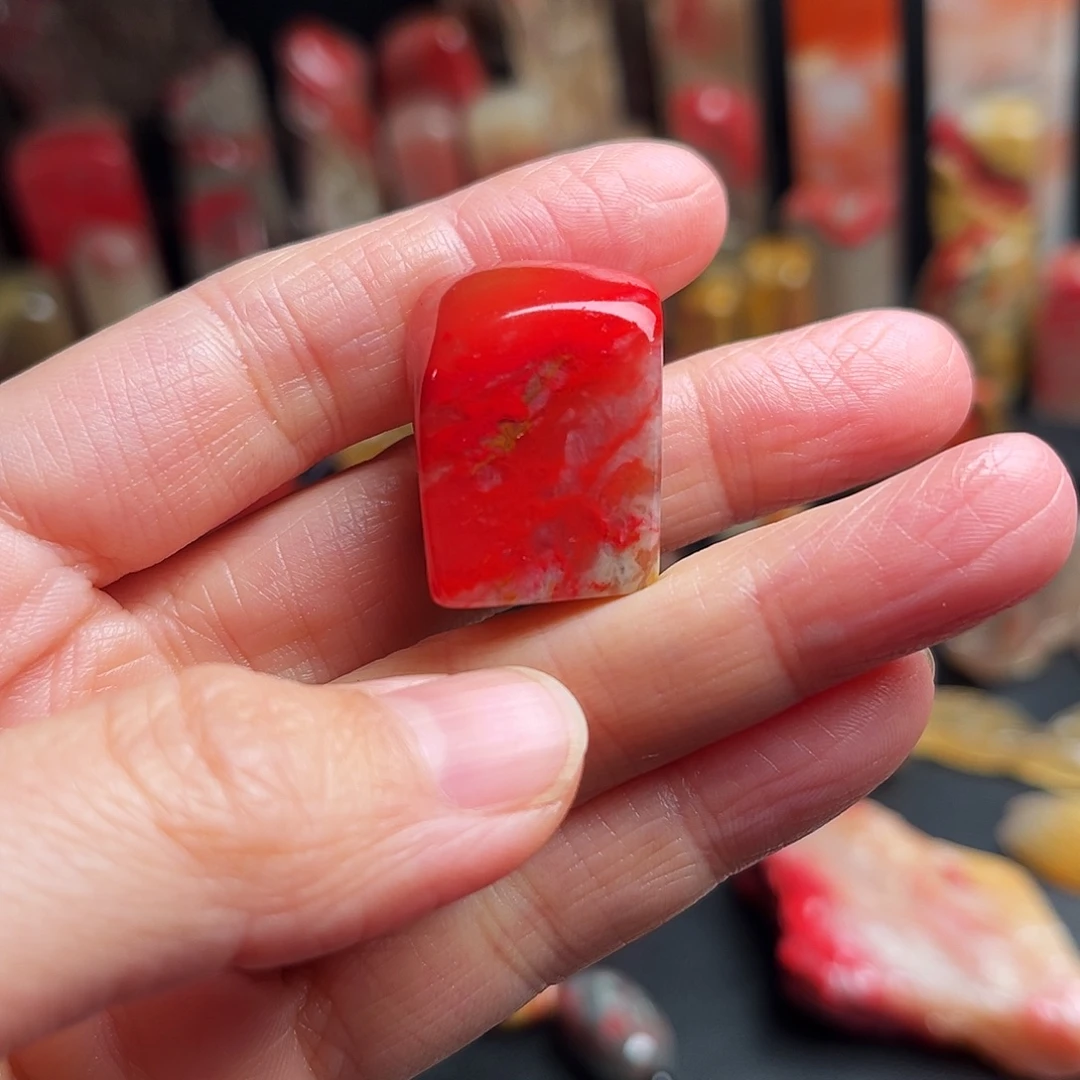 巴林石印石鸡血石随形章