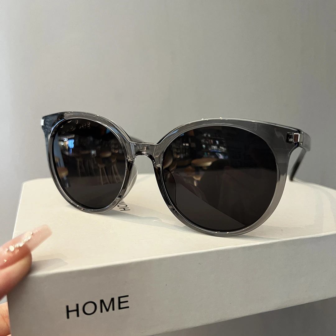 LAOPING圆框偏光太阳镜男女通用大框显脸小防紫外线街拍开车墨镜