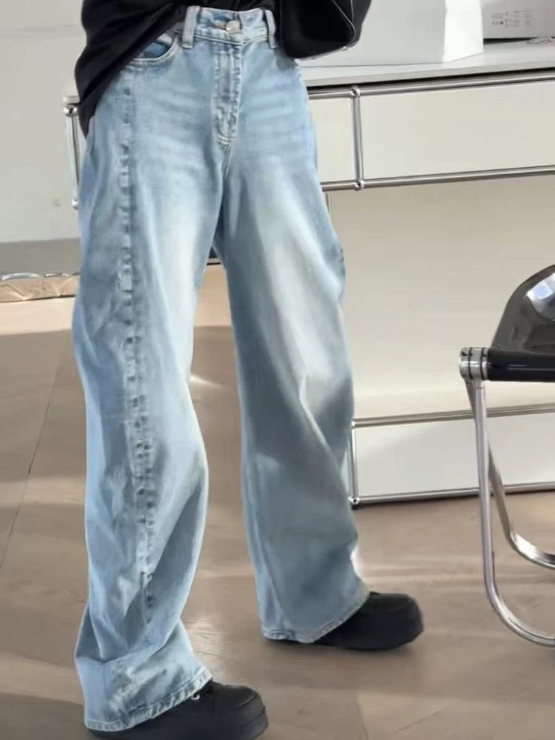 SHEENSEA2025自留款弯刀牛仔裤蓝色