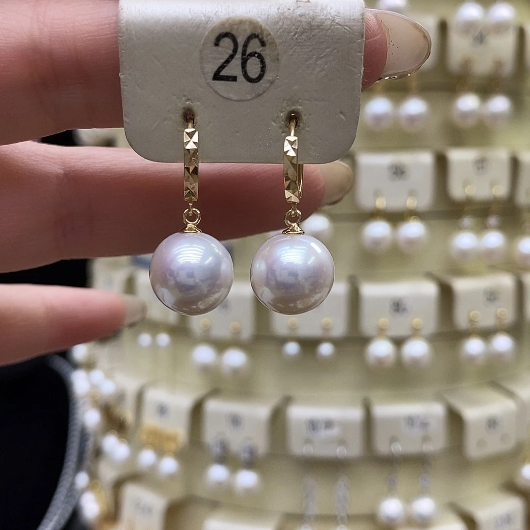 耳饰银S925镶嵌淡水珍珠