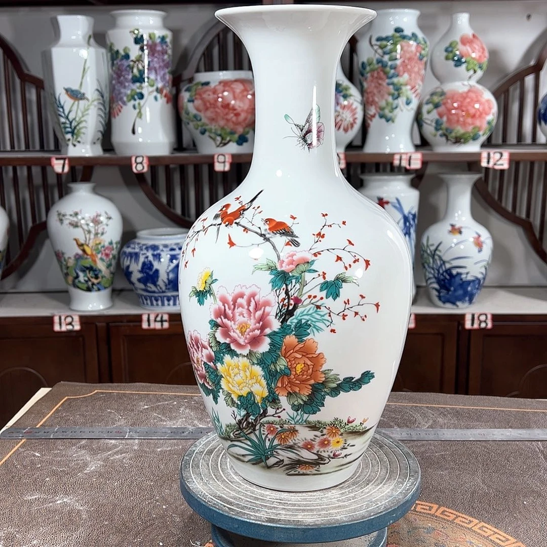 摆件景德镇陶瓷棒牡丹