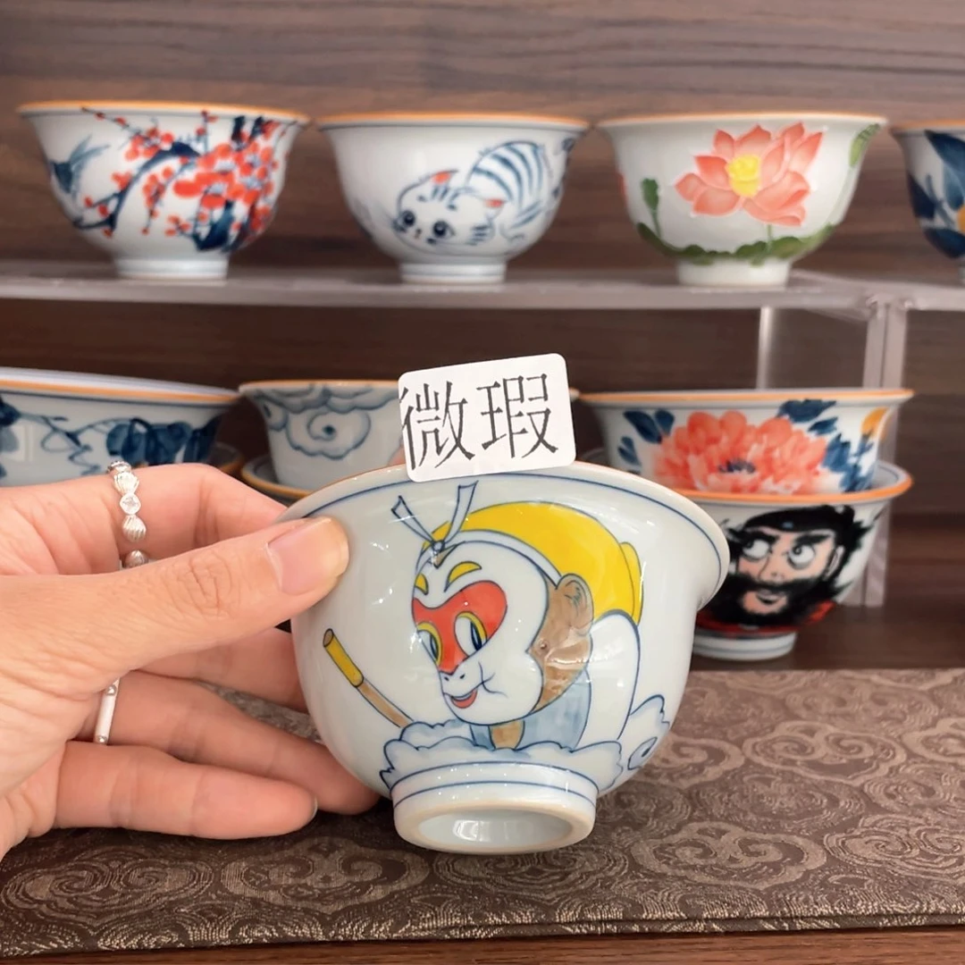 釉下手绘茶具微瑕