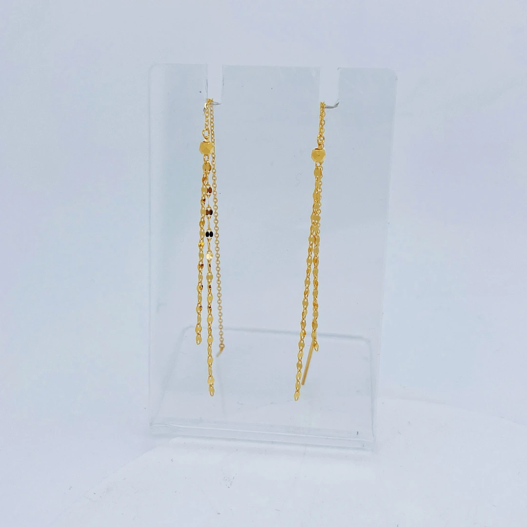 足金999黄金双鱼唇金耳线