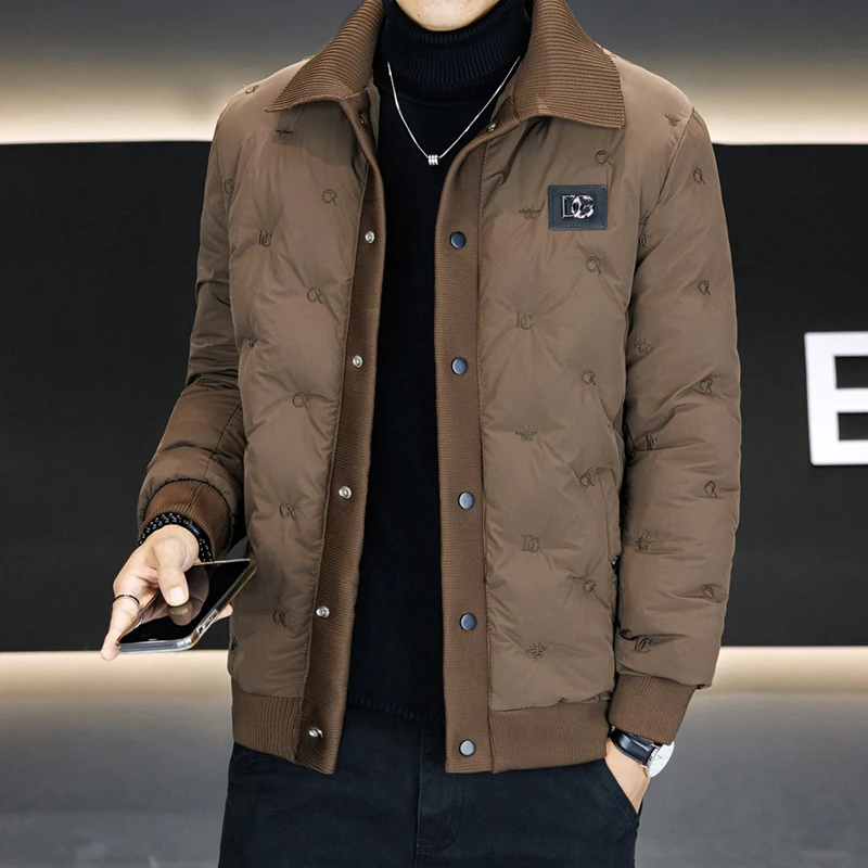 男士冬季外套修身不臃肿成熟稳重翻领棉服休闲30-40-50岁青年棉衣