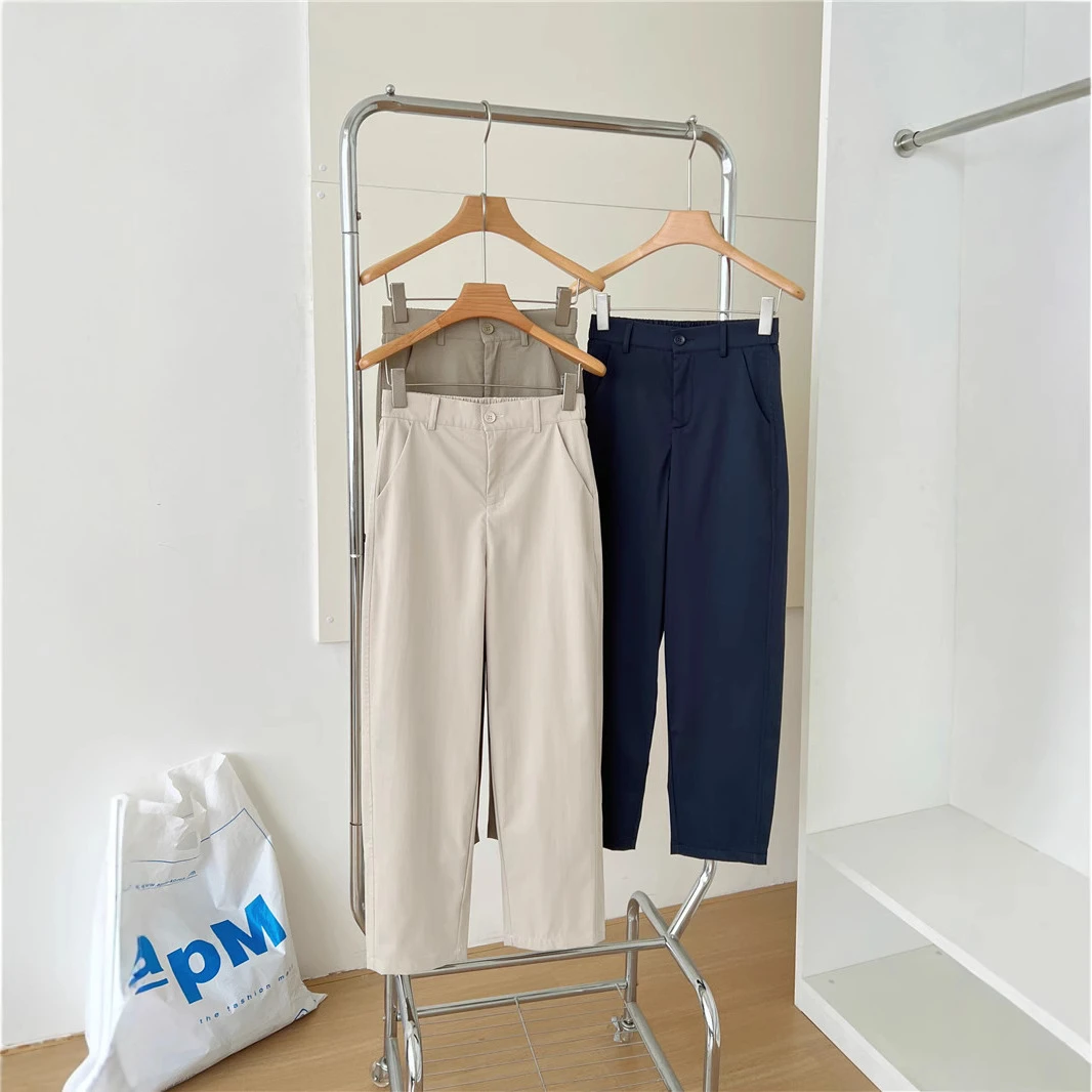 【现货+运费补贴】松紧高腰休闲女薄款宽松百搭九分垂感显瘦烟管裤