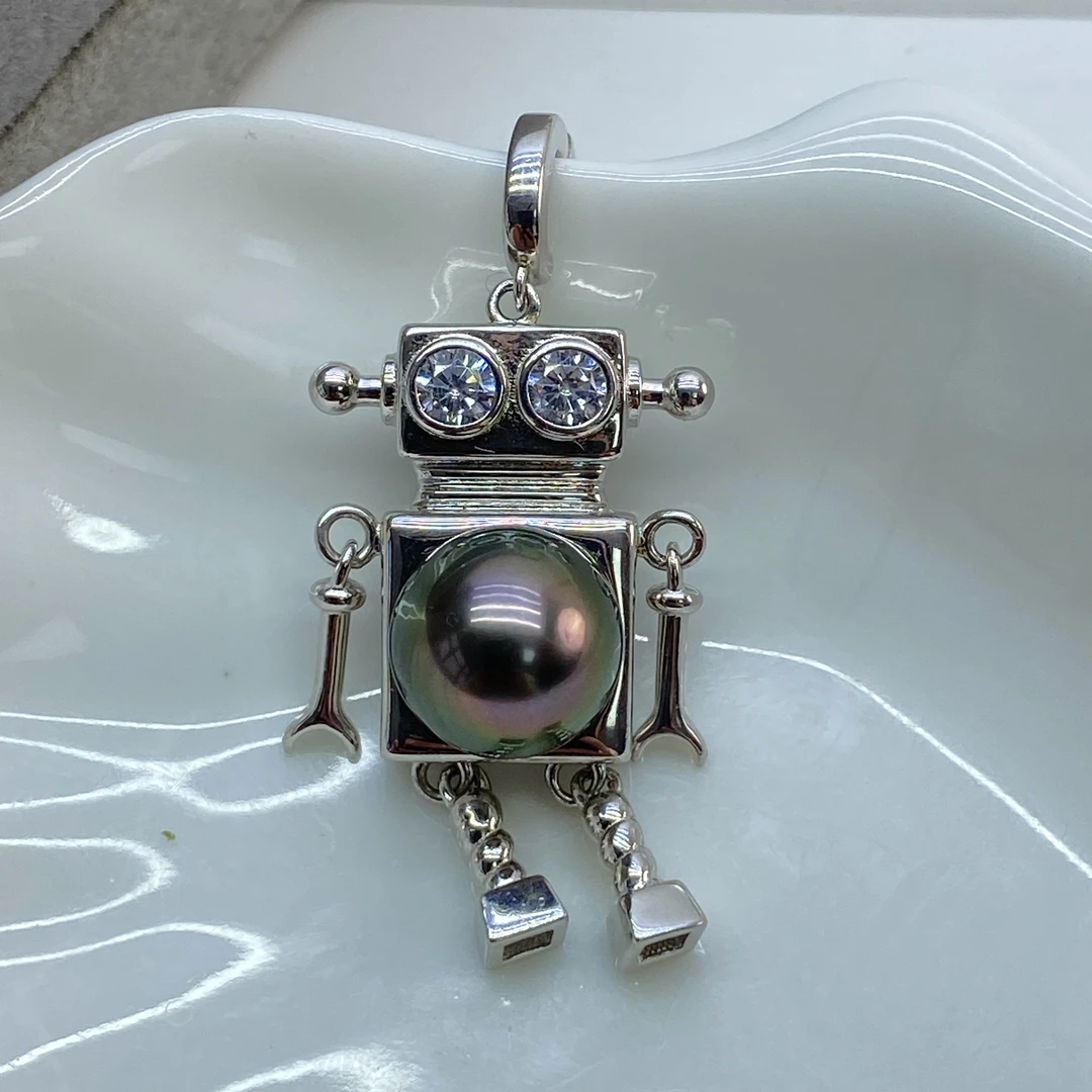 琪心海水大溪地珍珠机器人可掰扣吊坠10-11