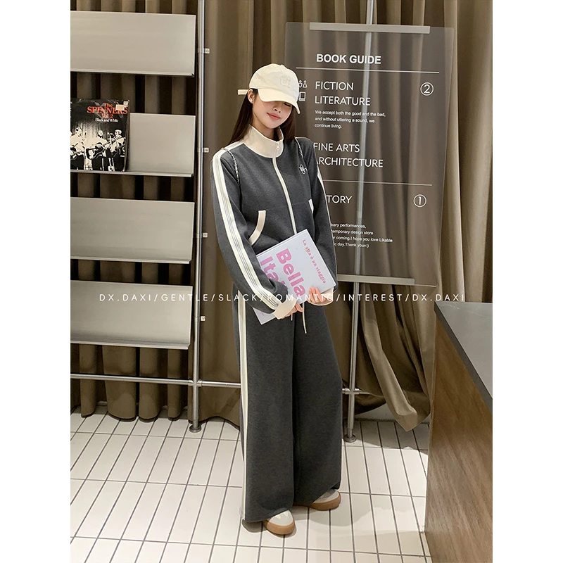 代大喜【趣味撞色】卫衣套装女2025新款爆款洋气上衣休闲裤两件套