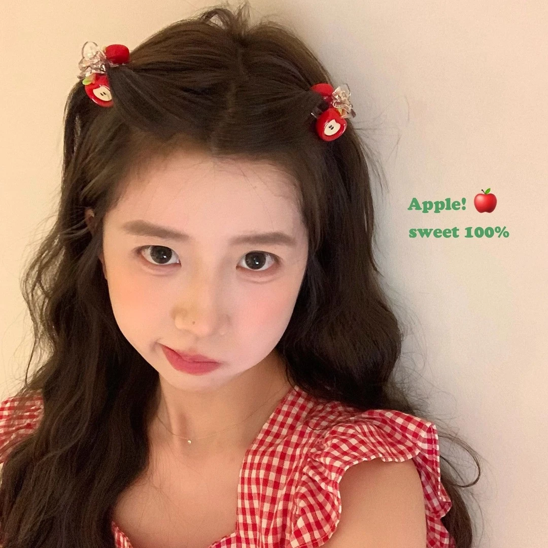 Hi Apple!可爱苹果小号抓夹刘海夹发抓前额碎发夹子边夹少女发饰