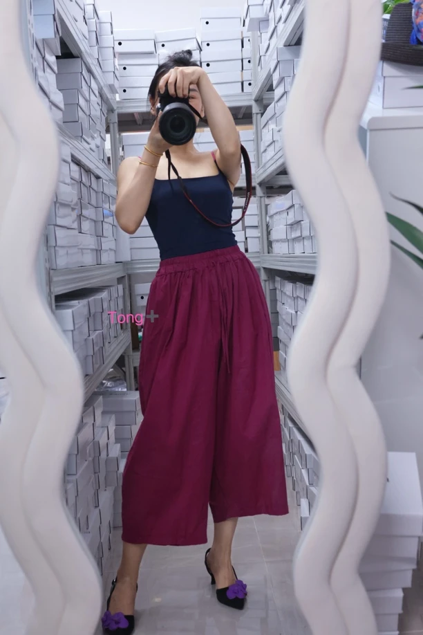 彤家「做旧亚麻灯笼」音乐流运动瑜伽长裤休闲裤