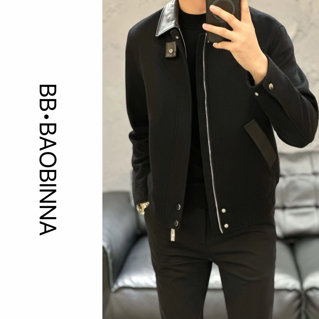 小野· 男装 | 欧货男士鹅绒商务休闲拼皮羽绒服777