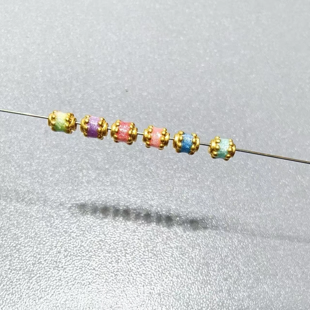 足金999烧蓝5D硬金多巴胺4MM渐变小隔珠（此订单发5颗，颜色可自选）