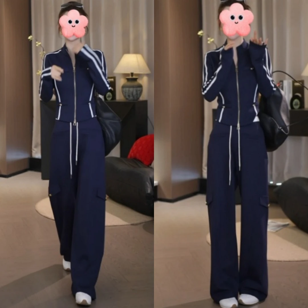 【凌云志】2025新款撞色双头拉链修身上衣+高腰百搭休闲裤LK2505339