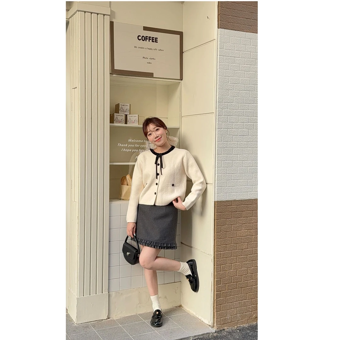 YPP  ！【城市假日】2025年冬季设计感短款花边半身裙高腰显瘦短裙