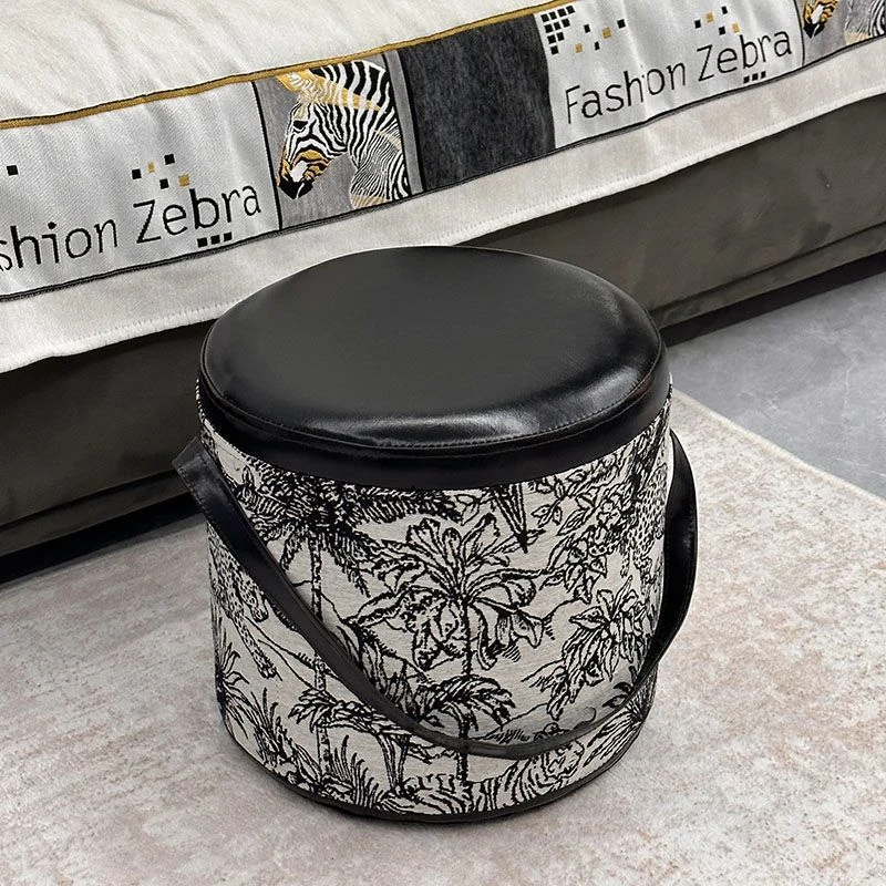 小凳子手提轻奢圆形换鞋凳网红入门爆款客厅脚矮凳软包皮质