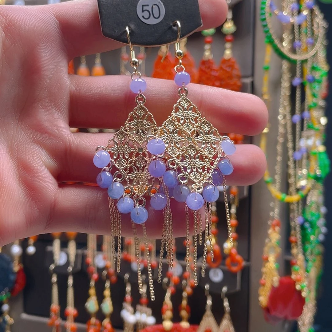 翡翠耳饰合金玉*万翡翠