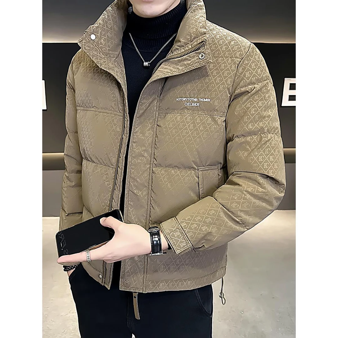 立领轻薄男士高档羽绒服潮牌外套男冬季短款潮牌加厚夹克男羽绒衣