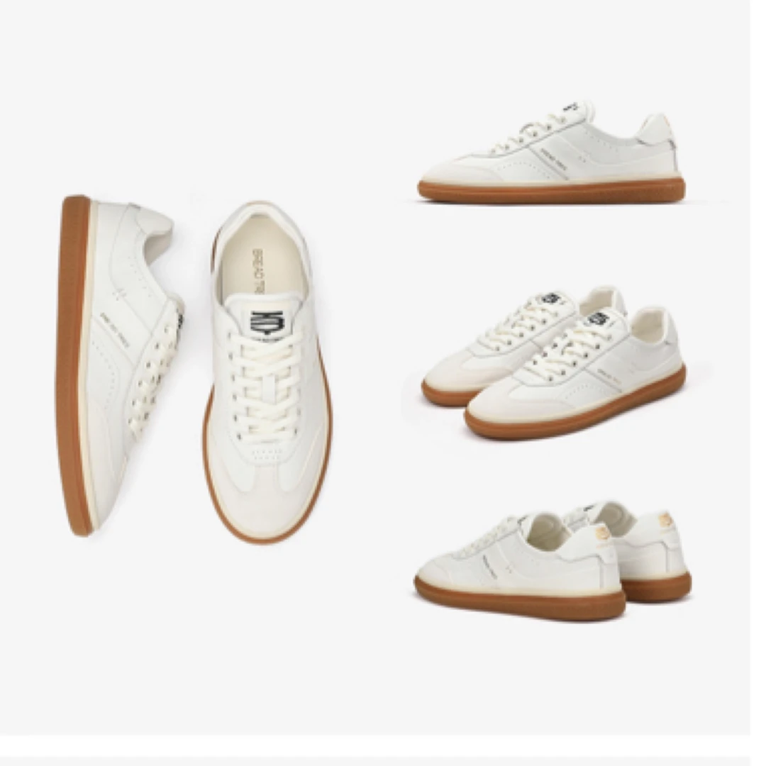 BREADTREE面包树 25年新款马卡龙薄底德训鞋真皮轻便时尚休闲板鞋