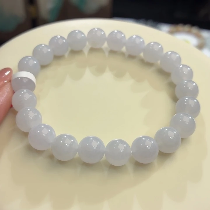 翡翠未镶嵌手链冰胶浅紫卡8.7