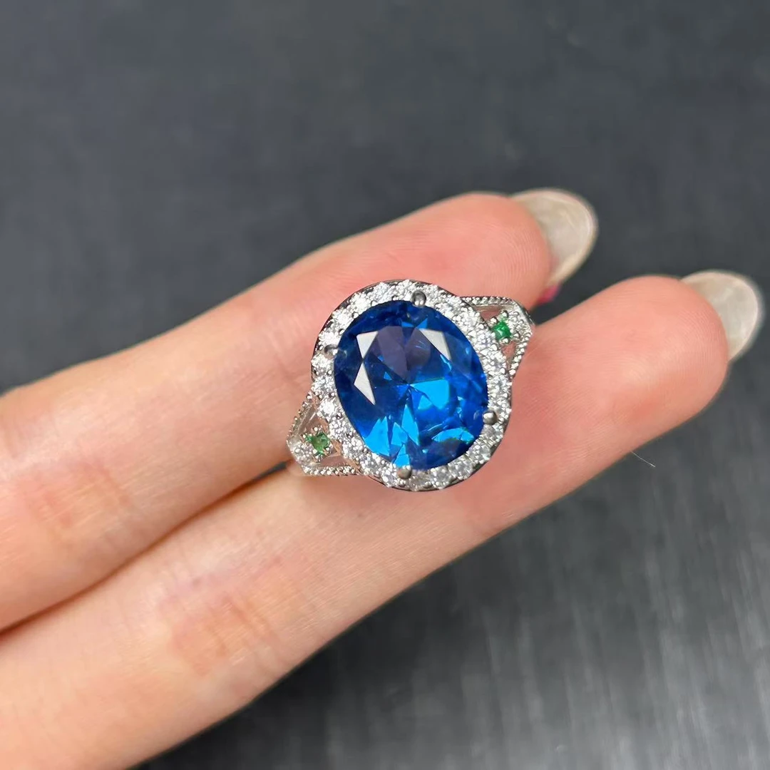 阿鲁沙-典藏高奢培育蓝宝石-精工925镀金吊坠配链581