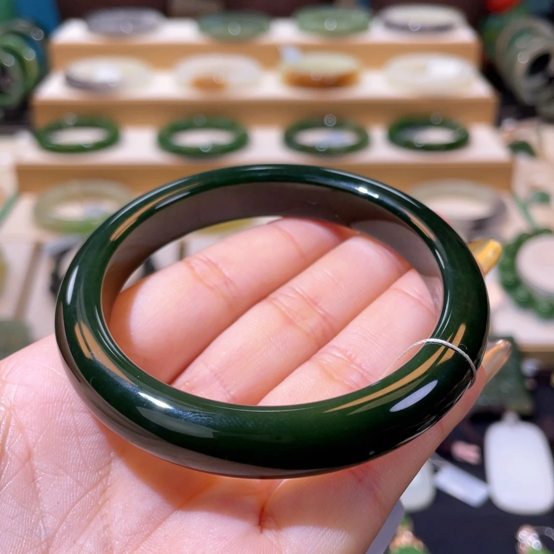 和田玉收藏级碧玉手镯58、59未镶嵌