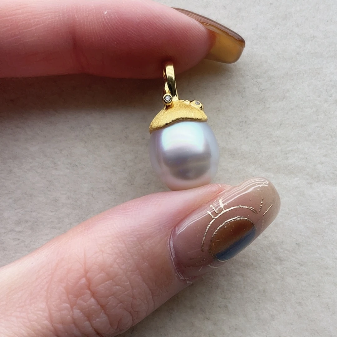 海水珍珠吊坠37银S925镶嵌