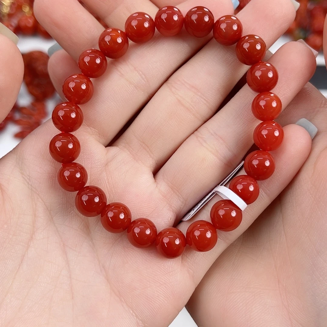 陈***橙南红玛瑙未镶嵌瓦西牛血锦红8mm手串