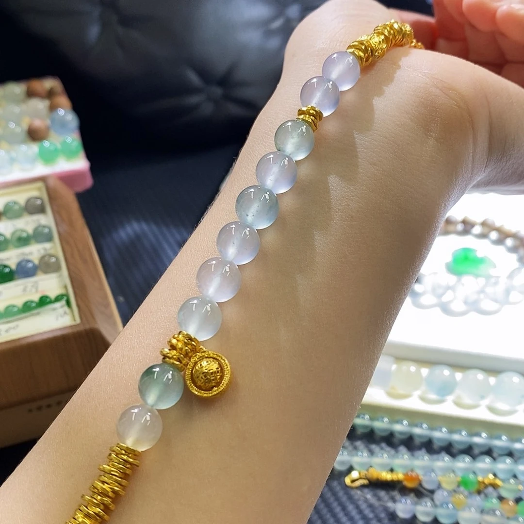 未镶嵌挂件翡翠盘缠手链
