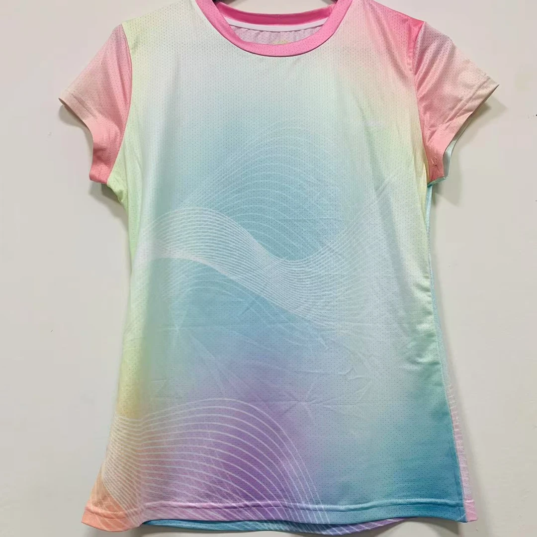 SQ 1125【渐变线条排汗短袖】凉感骑行自行车速干吸湿排汗运动内搭