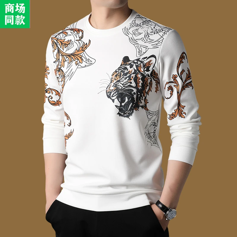 韦内卡彻印花秋冬提花薄款春秋季套头时尚长袖上衣休闲卫衣时尚潮