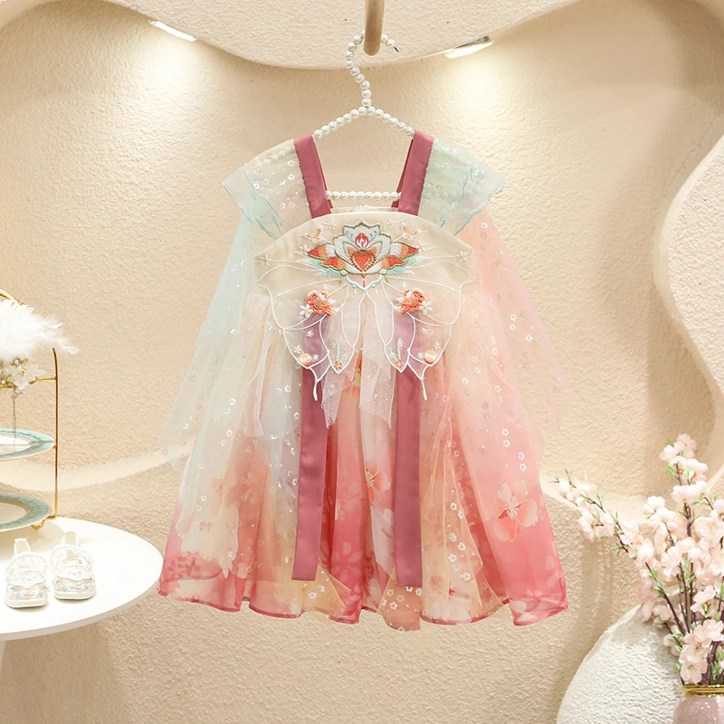 汉服女童连衣裙夏季中国风儿童民族风小女孩公主裙中国风夏款裙子