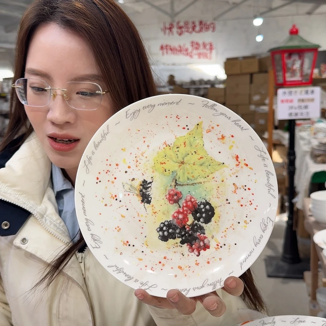 瓷骨瓷8英寸20cm平盘2只外贸骨瓷