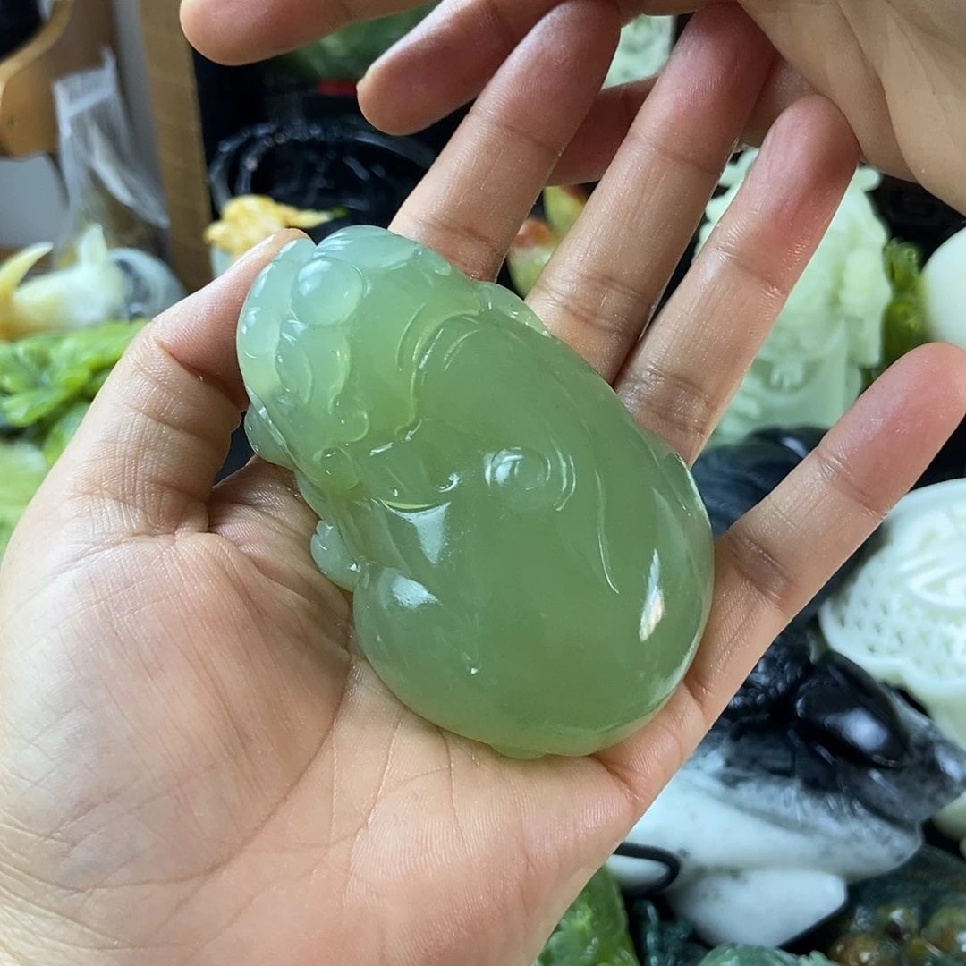 玩***照蛇纹石玉合金手把