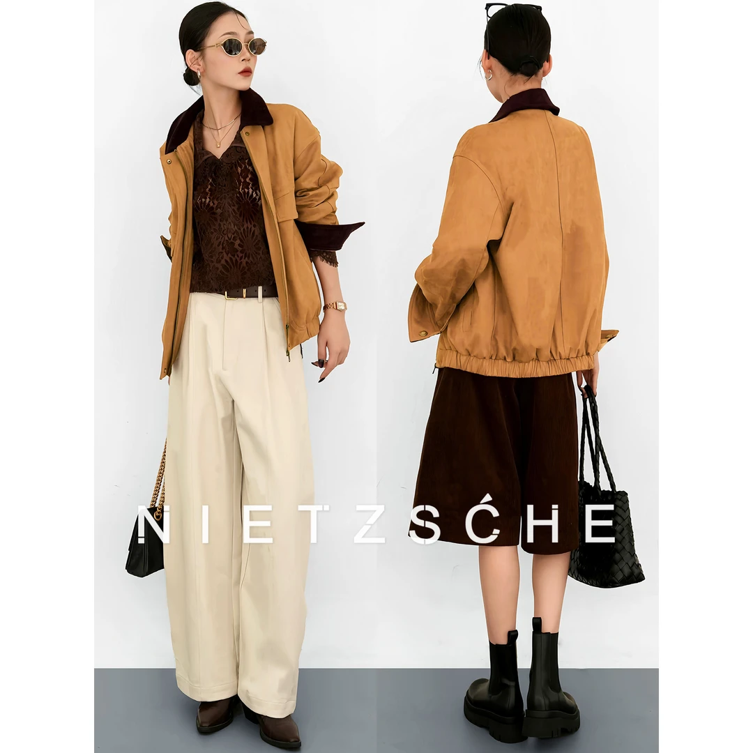 尼采 官方直营｜中古巴恩｜90鹅绒内胆 老钱美拉德宽松外套女62035