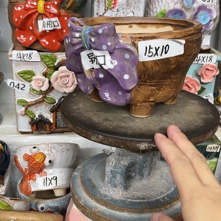 紫砂花盆粗陶材质多肉花盆孤品