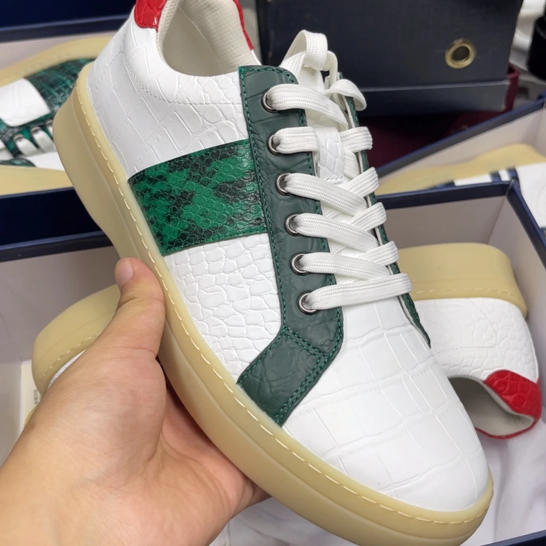 林***@鳄鱼皮（革）白配绿色尼罗鳄42码