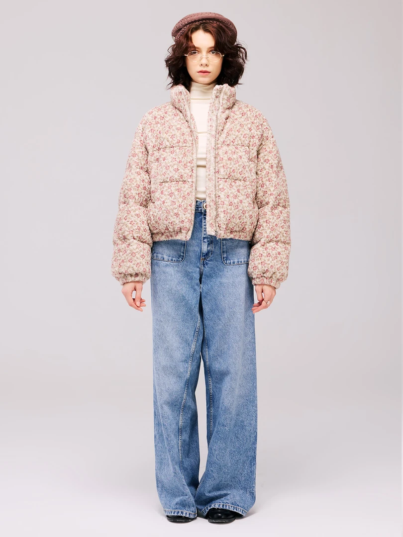 Coccara小众高端进口毛绒面料复古短夹克鹅绒服（no退可换款换码）