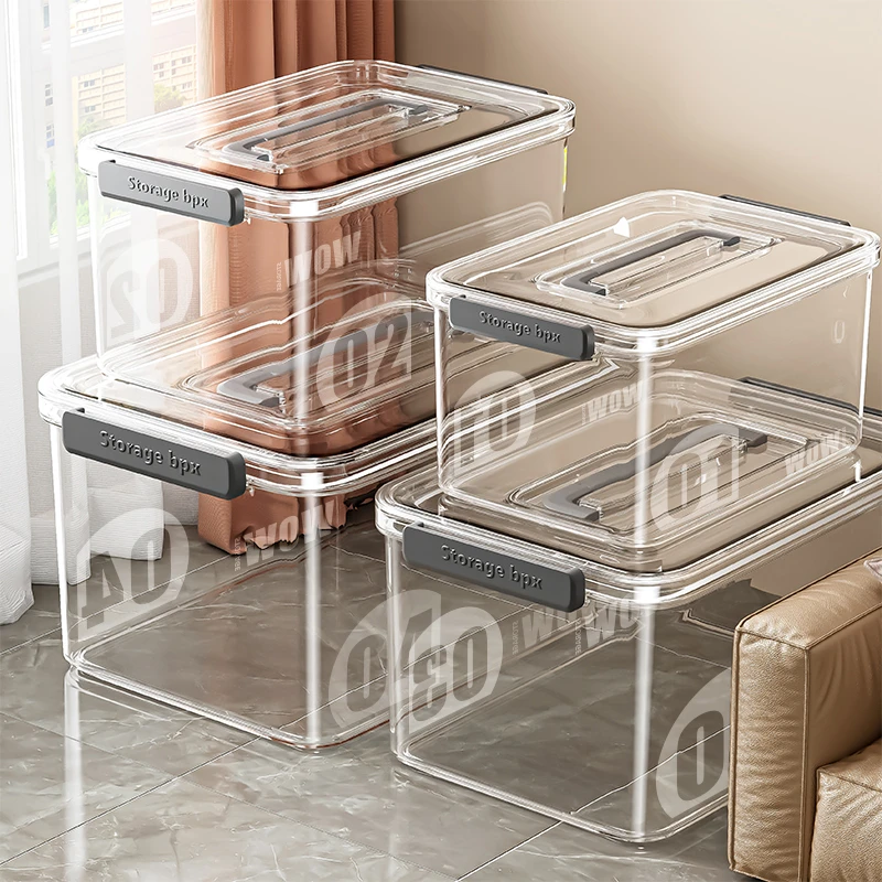 手提收纳箱家用透明收纳箱零食特大大容量带盖玩具衣物加厚整理箱