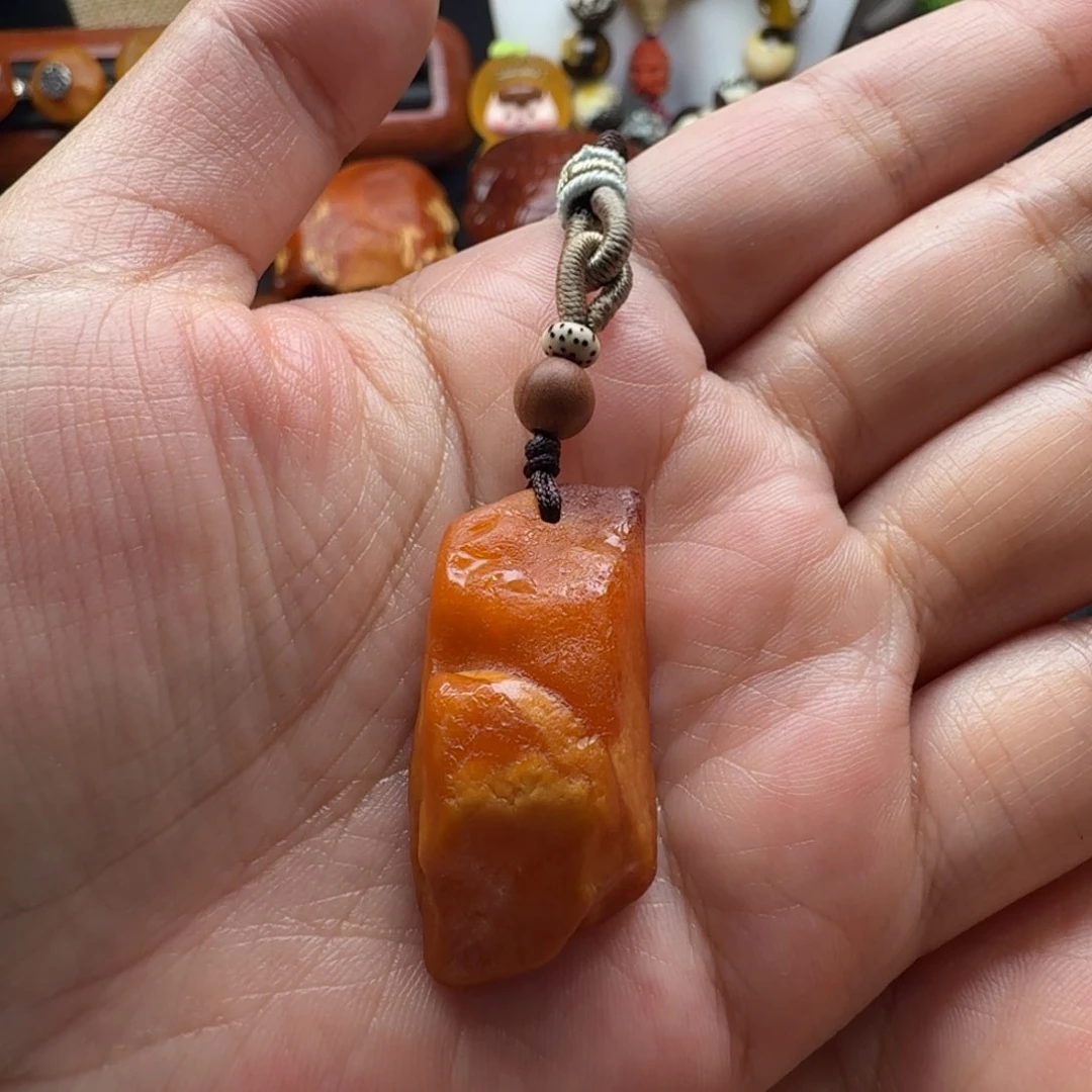 琥珀裸石未镶嵌海漂原石吊坠