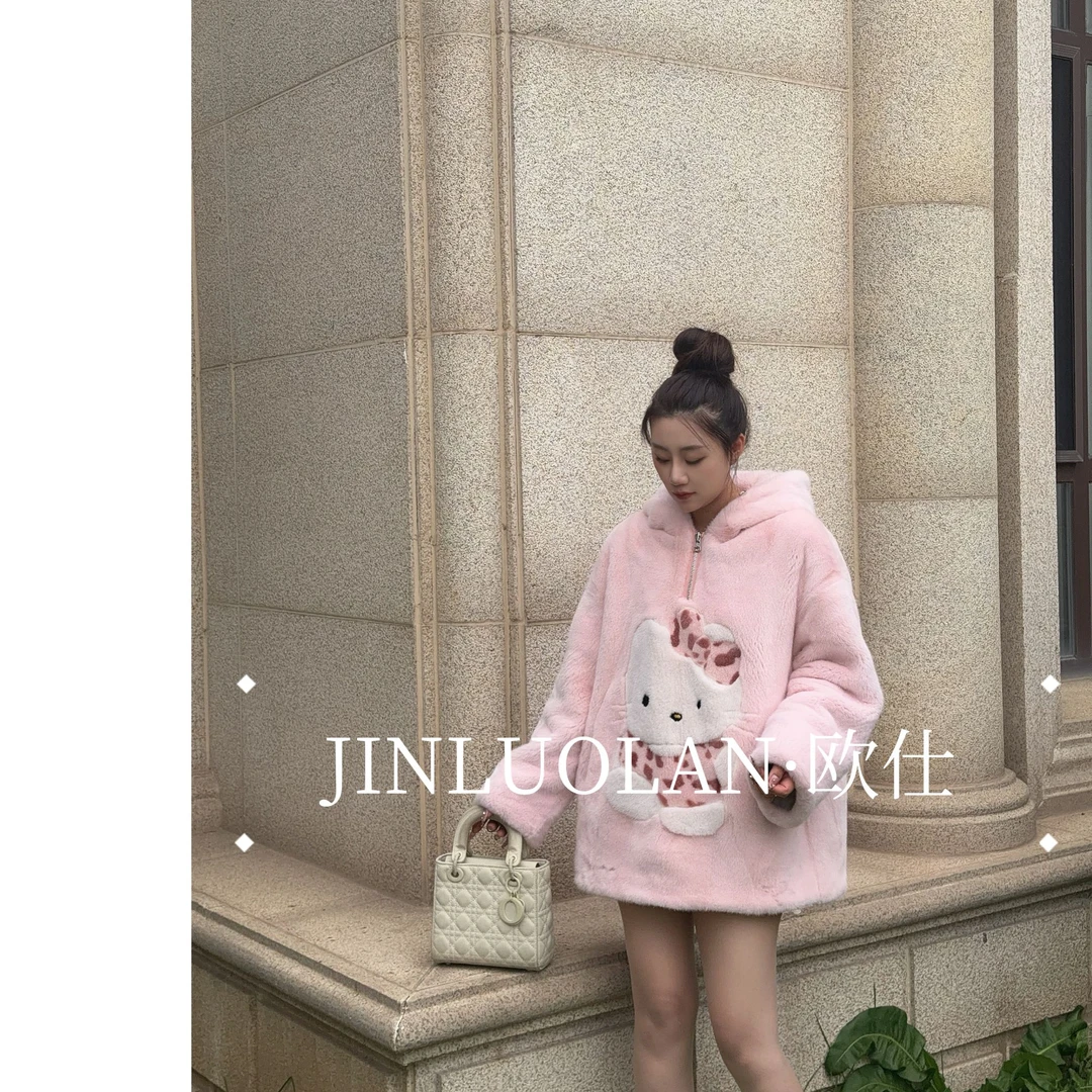 JINLUOLAN-欧仕"KT猫"设计师冬季款冬季貂皮上衣-251726A