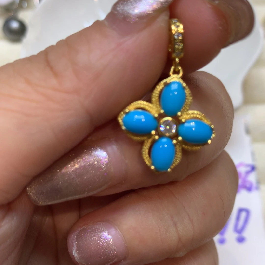 绿松石银S925镶嵌颈饰