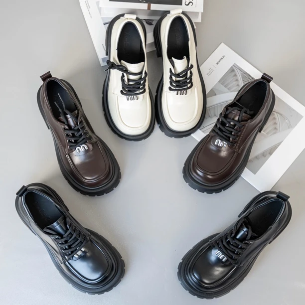 2025新款秋季系带黑色jk小皮鞋女英伦风乐福鞋百搭高跟玛丽珍单鞋