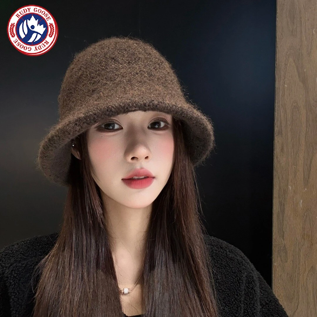 加拿大RUDY GOOSE鹅秋冬季亮片针织渔夫帽保暖女简约护耳水桶帽子