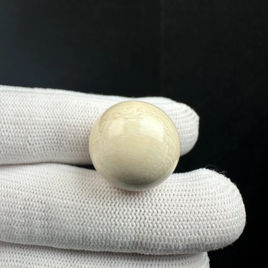 D26-83天然猛犸牙 芝士皮圆珠20mm支持复检假一罚十