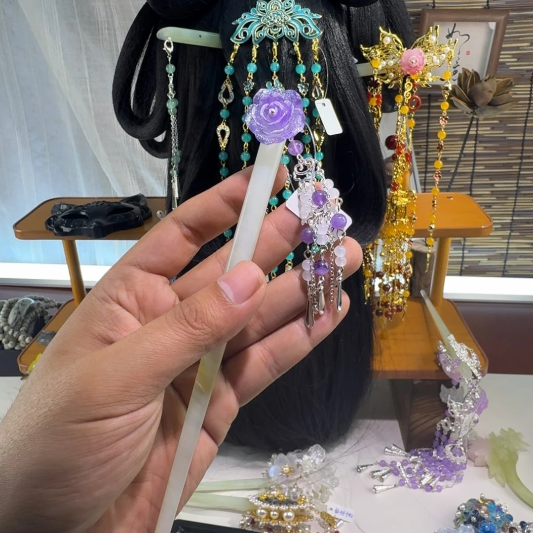 蛇纹石玉合金发饰